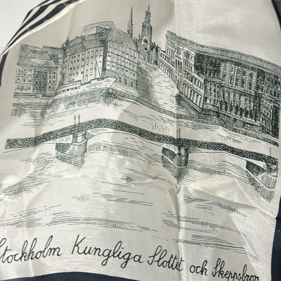 Vintage Scarf with Stockholm Landmarks Designed by Thirkell of Old Bond Street - Picture 6 of 9